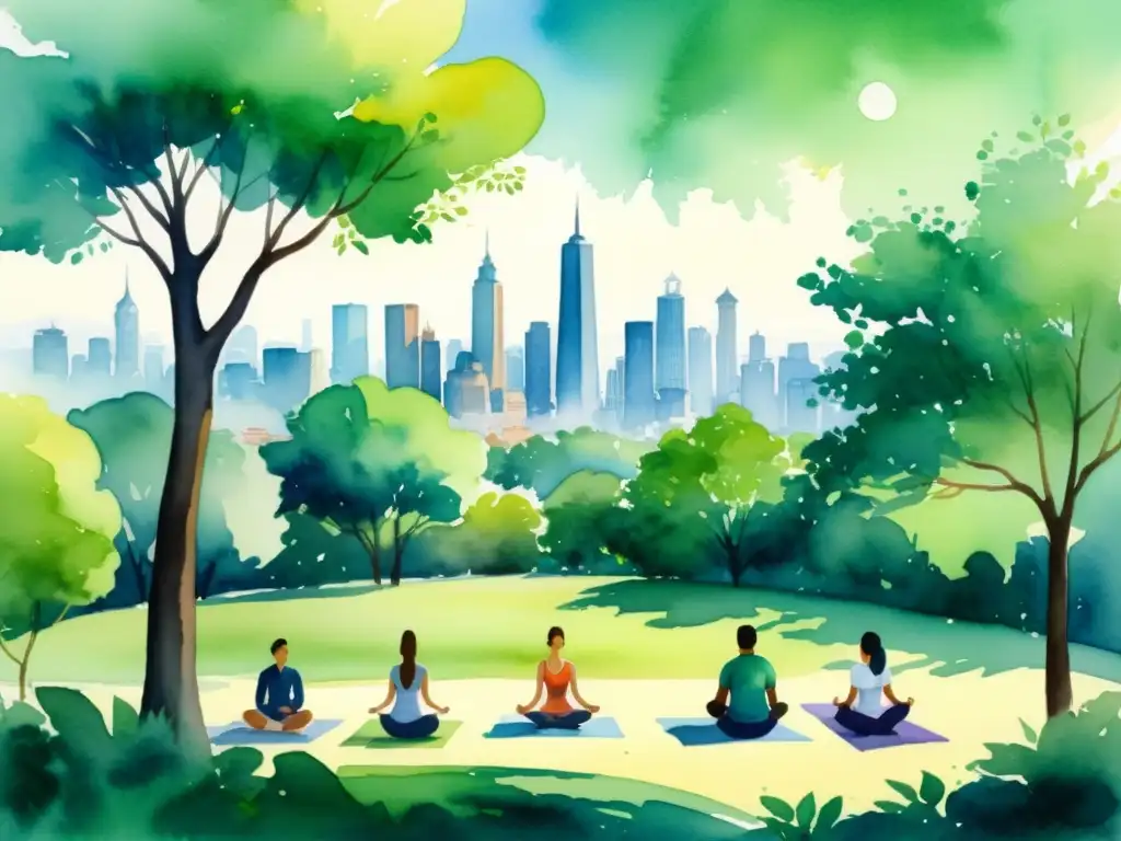 Armonía urbana: yoga y meditación en la ciudad Armonía entre naturaleza y ciudad: equilibrio espiritual en la ciudad