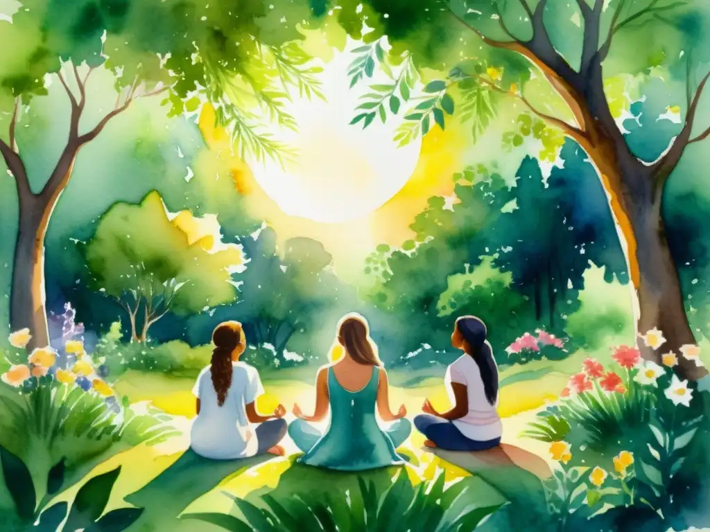 Zikr: Círculo de meditación en la naturaleza Un círculo de personas rezando en un hermoso paisaje natural
