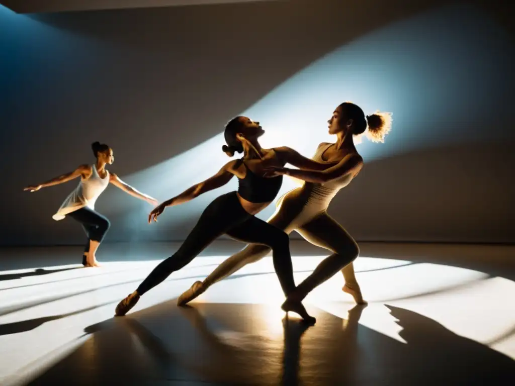 Danza contemporánea: conexión y armonía Un grupo en armonía, movimientos fluidos e introspectivos en una danza contemporánea