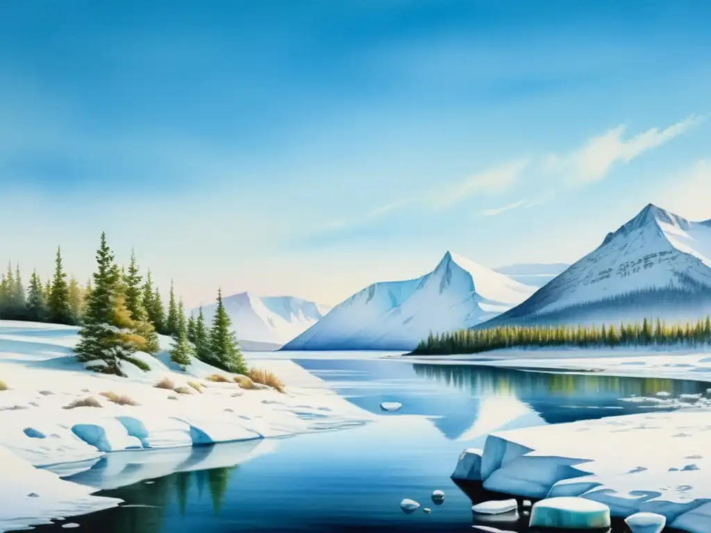 Paisaje ártico: Retiro de meditación en la nieve Un refugio de meditación en el Ártico, entre paisajes nevados y serenidad