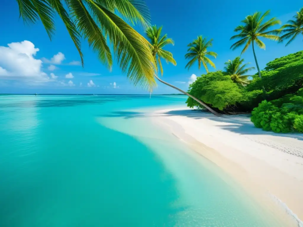 Paraíso tropical: isla virgen con aguas turquesas y atardecer mágico Retiro espiritual en isla remota: Agua turquesa, playas de arena blanca, hamaca entre palmeras, atardecer mágico